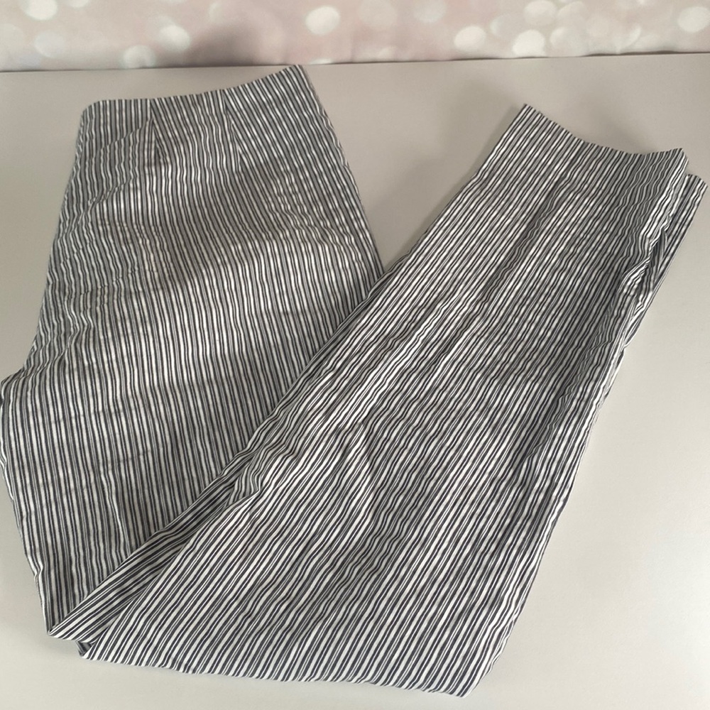 ROSSOPURO Grey & White Striped Pants Size 10